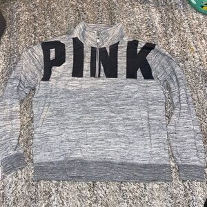 Gray PINK Victoria's Secret Half-Zip Sweater